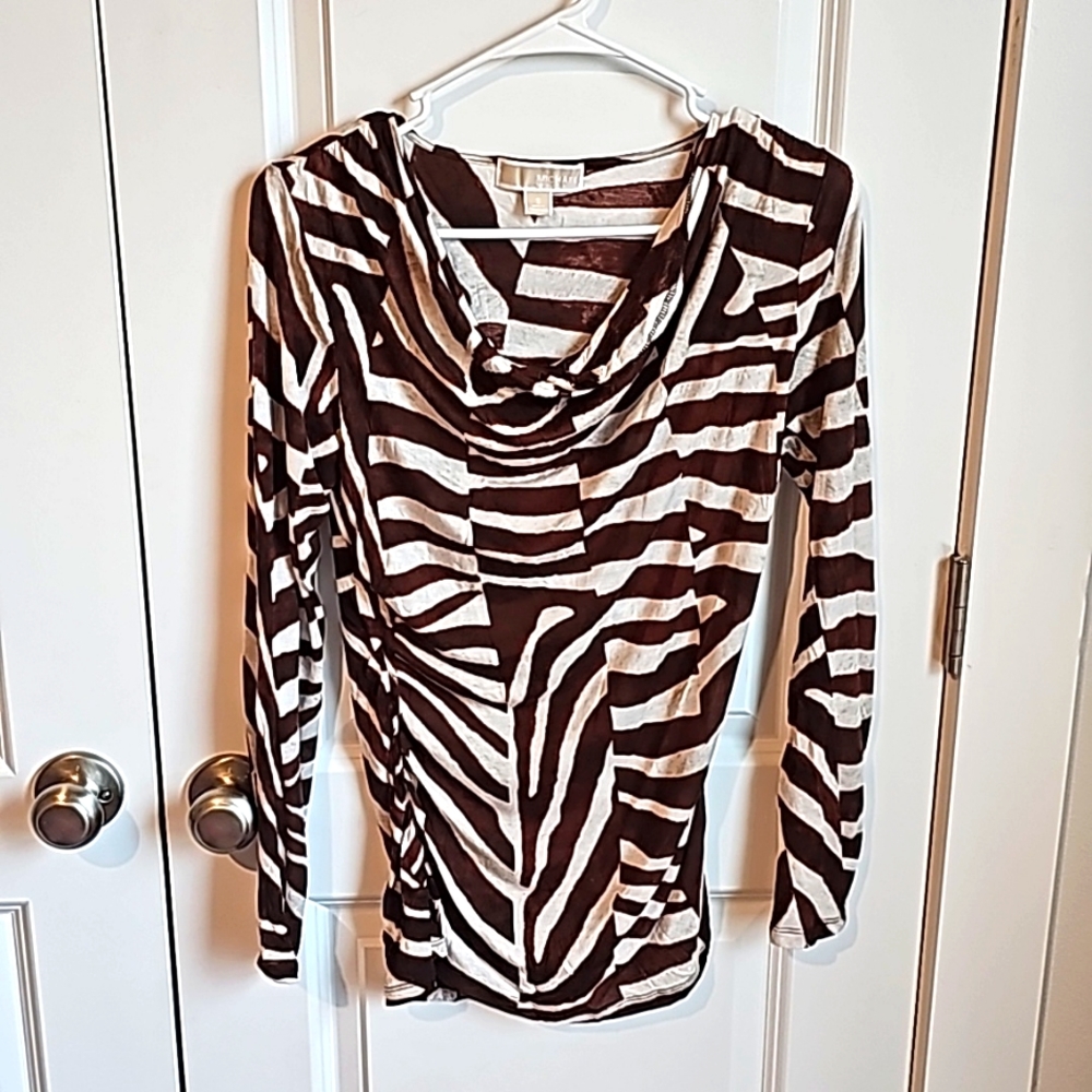Michael Kors Brown Zebra Print Top in Women's Size Small